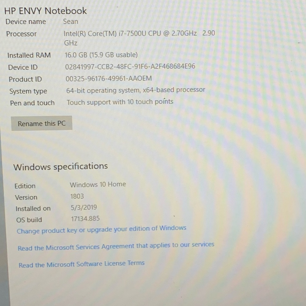 HP Envoy, i7 Core, 2.70GHZ/2.90 GHz, 16.0 GB